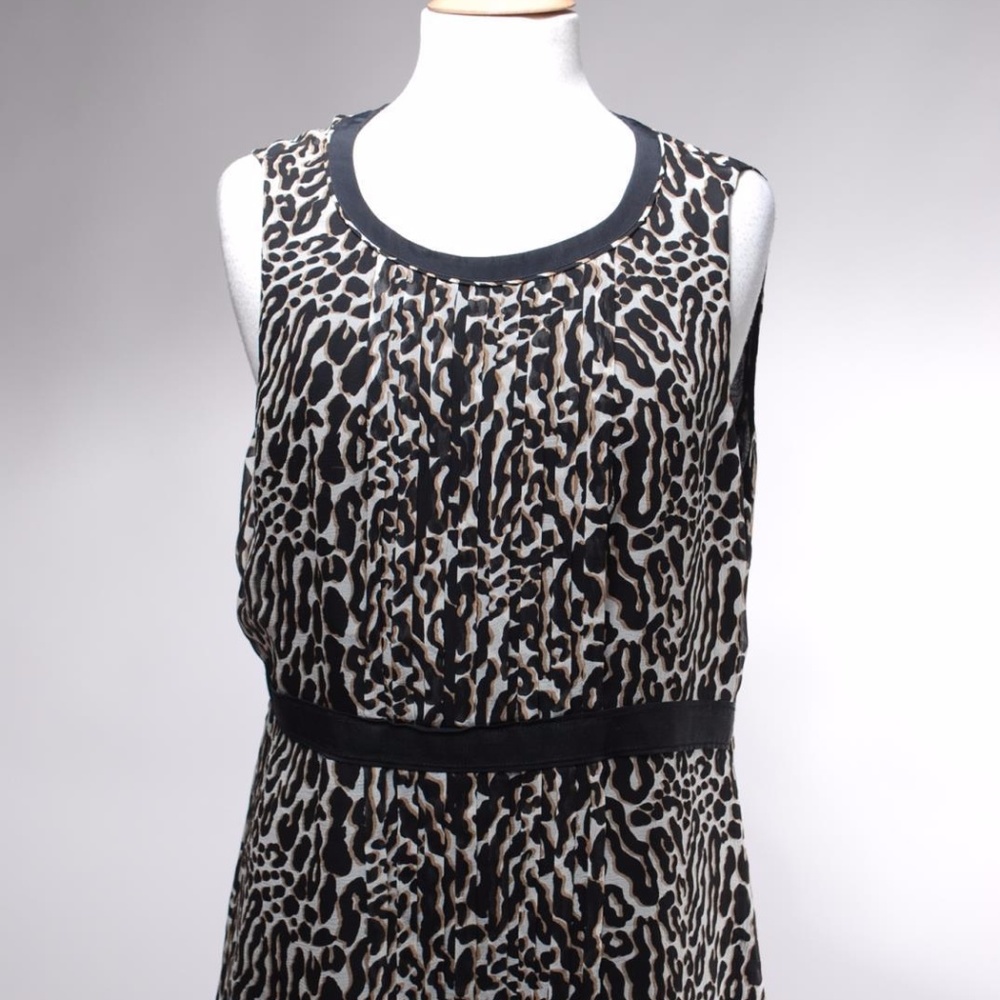 Tory Burch Brown Black Leopard Silk Blouse SZ 14